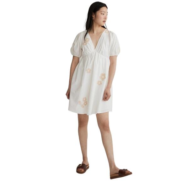 MADEWELL Annamarie Floral Applique Puff Sleeve Mini Dress - Picture 1 of 9